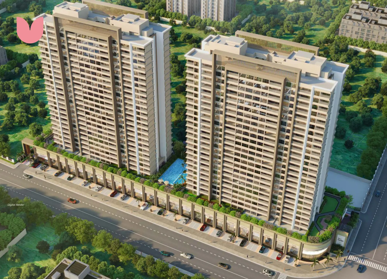 Aerial view of 54 Flores Drive near Magarpatta