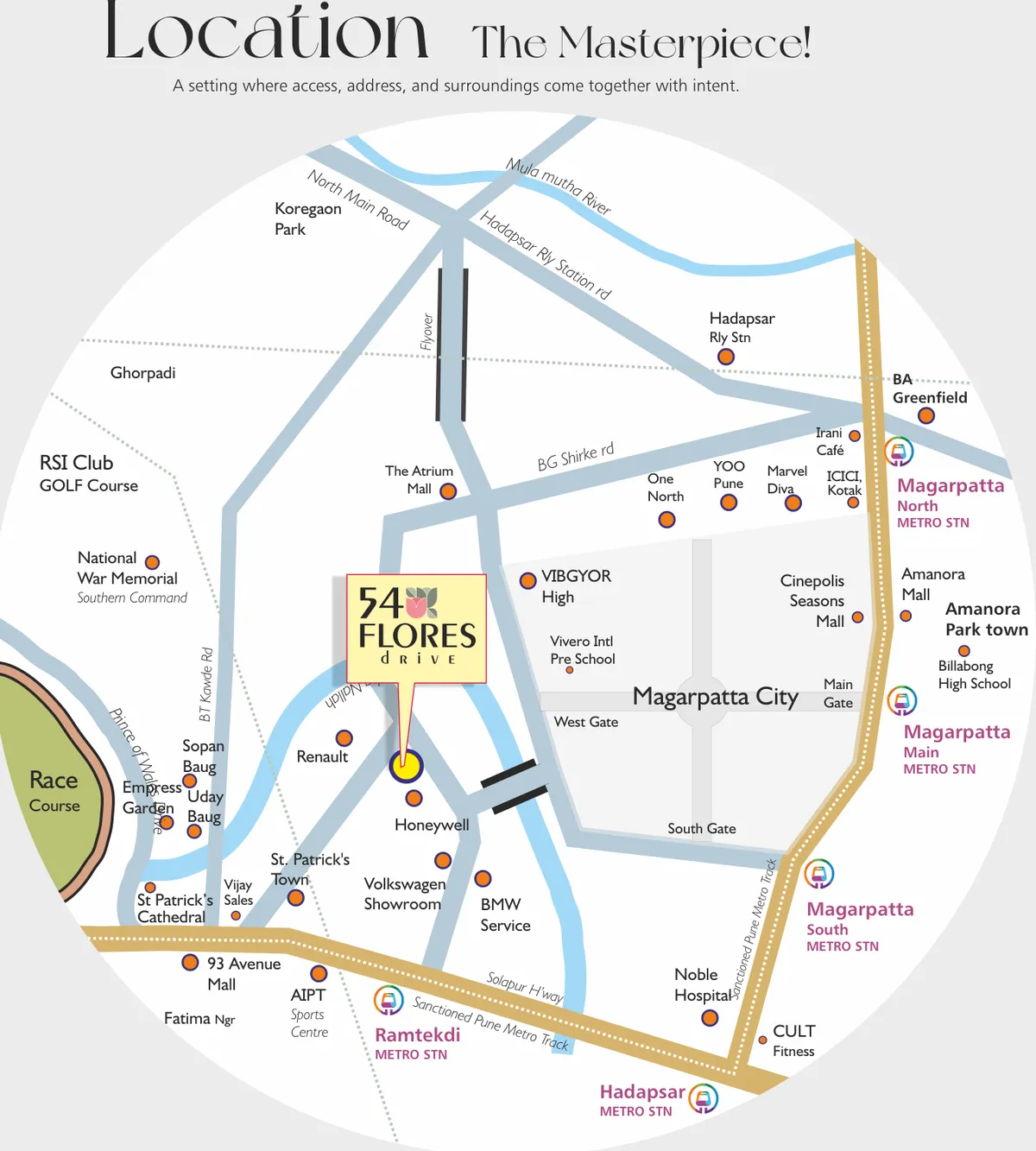 54 Flores Drive location map – Magarpatta, Hadapsar, Pune